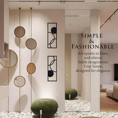 Tylcc Black Metal Wall Decor Modern Artract Minimalist Fexteric Aosthetic Wall Art For Bedroom Room Decorts-2 PCS (Simple-1-Large) in Kuwait