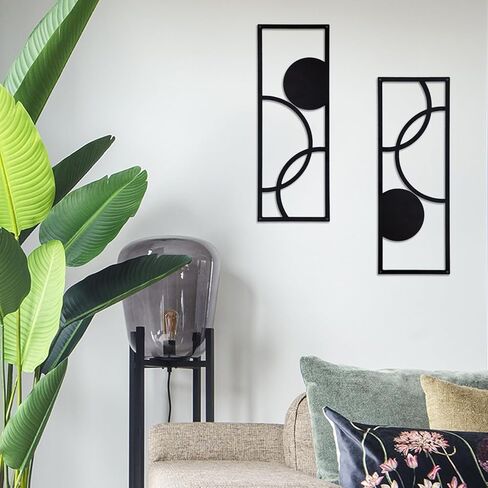 Tylcc Black Metal Wall Decor Modern Artract Minimalist Fexteric Aosthetic Wall Art For Bedroom Room Decorts-2 PCS (Simple-1-Large) in Kuwait