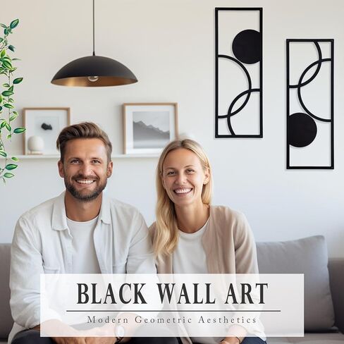 Tylcc Black Metal Wall Decor Modern Artract Minimalist Fexteric Aosthetic Wall Art For Bedroom Room Decorts-2 PCS (Simple-1-Large) in Kuwait