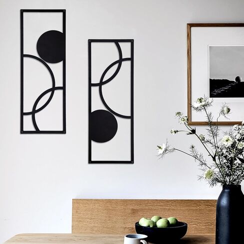 Tylcc Black Metal Wall Decor Modern Artract Minimalist Fexteric Aosthetic Wall Art For Bedroom Room Decorts-2 PCS (Simple-1-Large) in Kuwait