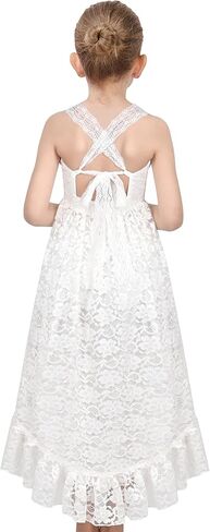 Sunny Fashion Girls Dress Floral Lace Hi-lo Strap Summer Sundress Princess in Saudi Arabia