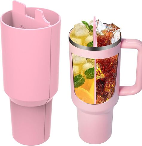 Stanley Cup Divider Insert - Two Drinks One Cup Silicone Divider Liner for 40oz Stanley Tumbler Silicone Double Inner Tray Stanley Cup Accessories Reusable Liner for Dual-Sided Drink Cream in Saudi Arabia