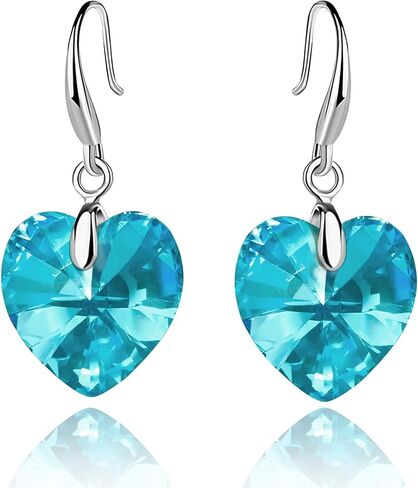 Austrian Crystal Heart Dangle Hook Earrings for Women Drop Earrings 14K Gold Plated Hypoallergenic Jewelry in Kuwait