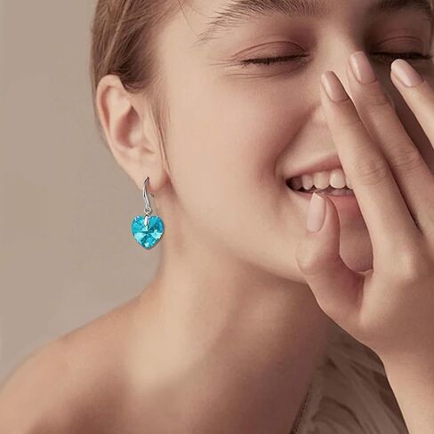 Austrian Crystal Heart Dangle Hook Earrings for Women Drop Earrings 14K Gold Plated Hypoallergenic Jewelry in Kuwait