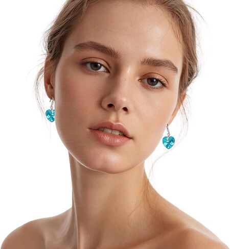 Austrian Crystal Heart Dangle Hook Earrings for Women Drop Earrings 14K Gold Plated Hypoallergenic Jewelry in Kuwait