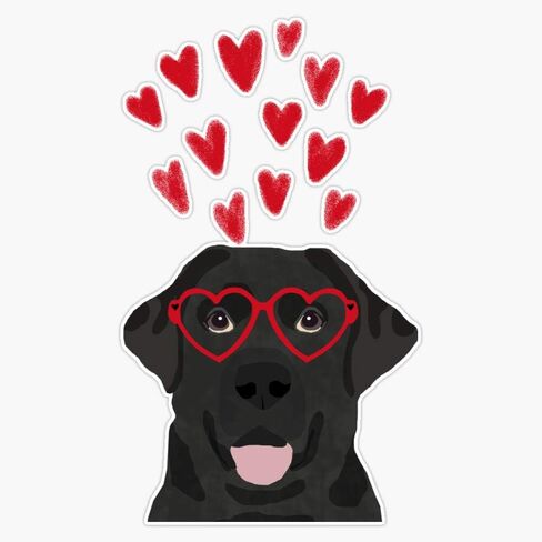 MAGNET Black Lab Love Hearts Glasses Labrador Retriever Valentines Day Gifts Vinyl Waterproof Magnetic Sticker Vinyl Waterproof Magnet Decal Car 5" in Saudi Arabia
