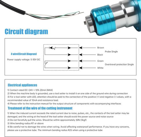 Normally Closed Automatic Tool Sensor Gauge, CNC Mach3 4 Wires Tool Setting Gauge Z Axis Probe Tool Touch Sensor Setter Setting for Engraving Machine (Black) in Saudi Arabia