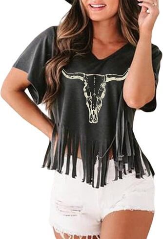 Nashville Tshirt for Women Country Concert Fringe Tops Country Music Shirts Short Sleeve Cowgirl Graphic Tees in Kuwait