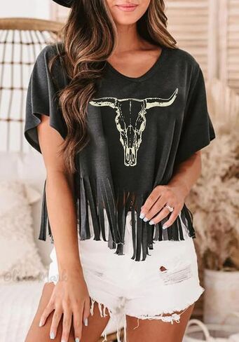 Nashville Tshirt for Women Country Concert Fringe Tops Country Music Shirts Short Sleeve Cowgirl Graphic Tees in Kuwait