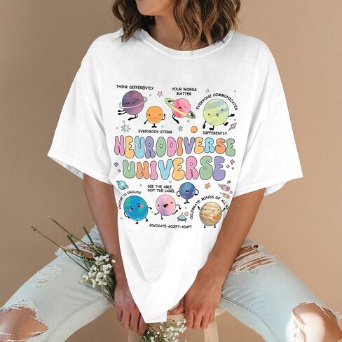 Neurodiverse Universe Shirt for Women - Special Education Teacher Tee On Autism Month, Christmas, Birthday in Saudi Arabia