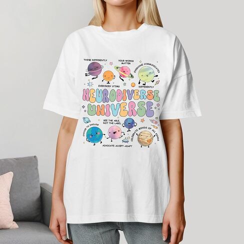 Neurodiverse Universe Shirt for Women - Special Education Teacher Tee On Autism Month, Christmas, Birthday in Saudi Arabia