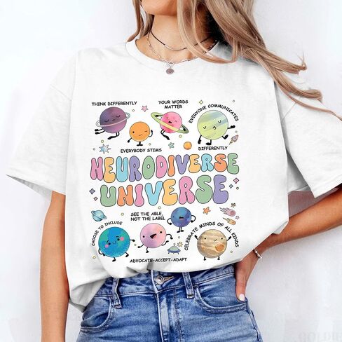Neurodiverse Universe Shirt for Women - Special Education Teacher Tee On Autism Month, Christmas, Birthday in Saudi Arabia