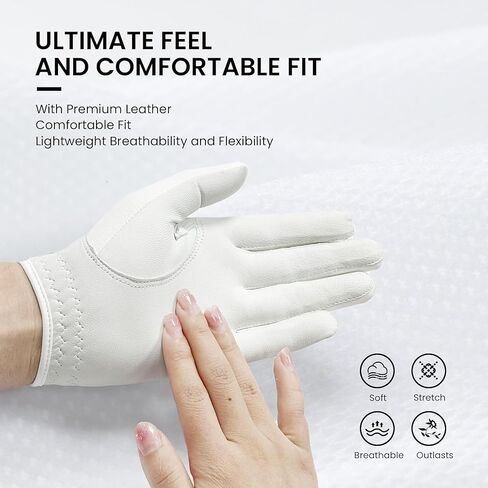 FINGER TEN Golf Gloves Women Left Hand for Right Handed Golfer Leather with Ball Marker 10 Pink Tees 3 1/4 Inch Gift Box in Saudi Arabia