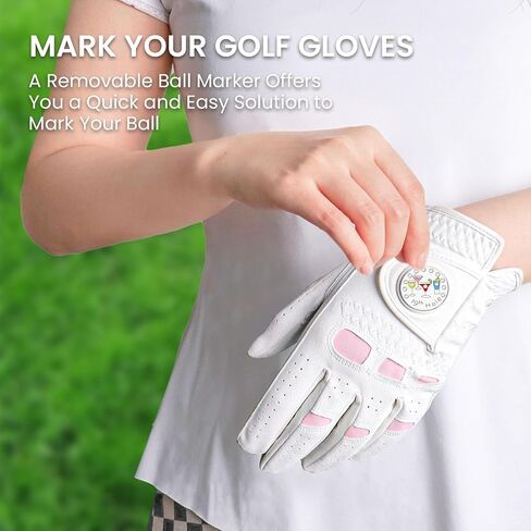 FINGER TEN Golf Gloves Women Left Hand for Right Handed Golfer Leather with Ball Marker 10 Pink Tees 3 1/4 Inch Gift Box in Saudi Arabia