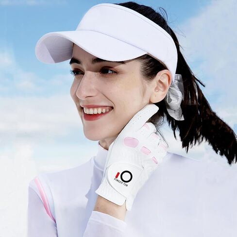 FINGER TEN Golf Gloves Women Left Hand for Right Handed Golfer Leather with Ball Marker 10 Pink Tees 3 1/4 Inch Gift Box in Saudi Arabia
