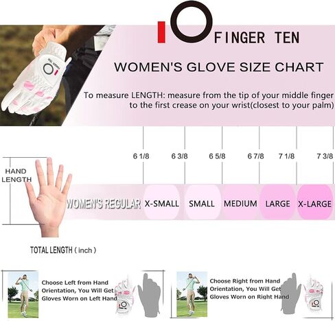 FINGER TEN Golf Gloves Women Left Hand for Right Handed Golfer Leather with Ball Marker 10 Pink Tees 3 1/4 Inch Gift Box in Saudi Arabia