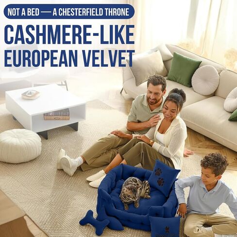 Luxury Cat Bed with Removable Washable Cover - Premium Cat Beds for Indoor Cats, Fancy Dog Bed for Small Dogs - Non Slip Cat Couch Bed, Puppy Kitten Pet Sofa in Saudi Arabia