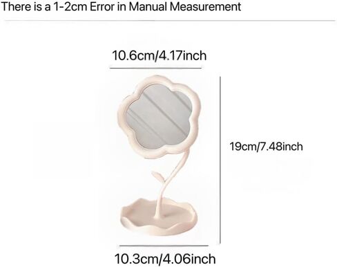 Floral Vanity Mirror with Jewelry Tray - 7.5" Adjustable Makeup Mirror, Boho Home Decor for Dresser/Desk, Bridesmaid Gift & Aesthetic Instagram Decor (Matte White) in Saudi Arabia