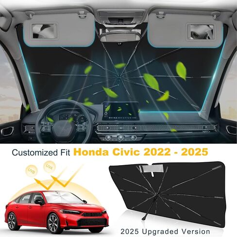 2025 ترقية الزجاج الأمامي الظل الظل مظلة مخصصة ل Honda Civic 2022-2025 قابلة للطي الغطاء حماية الأشعة فوق البنفسجية ، ودرع المطر الطوارئ وحامي لوحة القيادة - ملحق تلقائي متين in Saudi Arabia