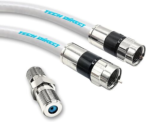 10FT RG6 Coaxial Cable with Connector, Coax Cable Black | Made in USA Coax Cord Extender for High Speed Internet, TV Antenna, Cable TV, Satellite, Modem, MOCA, HDTV, Coupler Included in Saudi Arabia