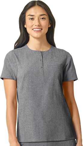 WonderWink Womens Mandarin Collar Tuck-in Top, Ceil Blue, Small US in Saudi Arabia