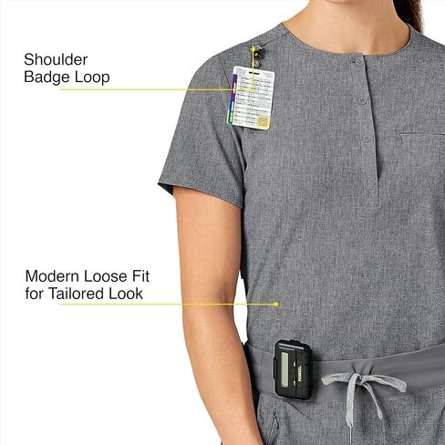 WonderWink Womens Mandarin Collar Tuck-in Top, Ceil Blue, Small US in Saudi Arabia