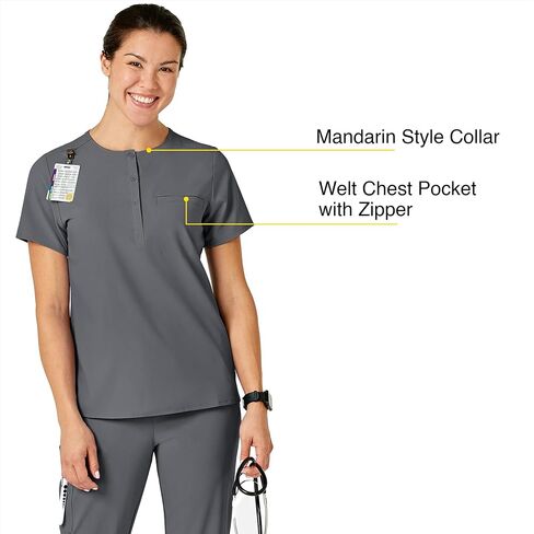 WonderWink Womens Mandarin Collar Tuck-in Top, Ceil Blue, Small US in Saudi Arabia