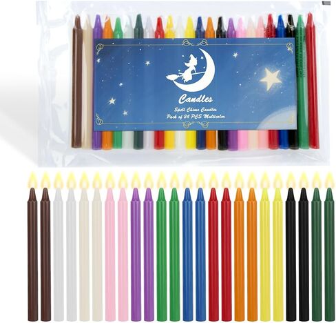 24pcs شموع تفتق العصي - تعويذة شموع القطن فتيل 5.9 بوصة قسط من الشموع الصغيرة الملونة ذات اللون الشمعدان الطويل المحترق بلا تقلص للطقوس صلاة التأمل عيد الميلاد أعياد ميلاد المنزل ديكور المنزل in Saudi Arabia