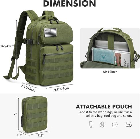 G4Free Backpack Fits 15" Laptop, 25L Tactical Work Back Pack Travel Bag for Men in Kuwait