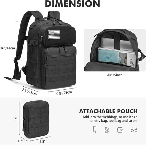 G4Free Backpack Fits 15" Laptop, 25L Tactical Work Back Pack Travel Bag for Men in Kuwait