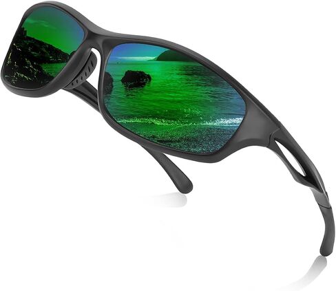 Sports Polarized Sunglasses for Men and Women, UV400 Protection Wrap-around Sports Sunglasses for Driving Fishing Cycling Brown Lens in Saudi Arabia