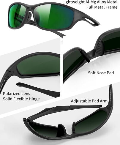 Sports Polarized Sunglasses for Men and Women, UV400 Protection Wrap-around Sports Sunglasses for Driving Fishing Cycling Brown Lens in Saudi Arabia