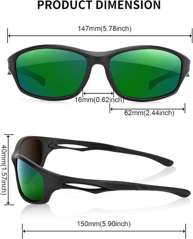 Sports Polarized Sunglasses for Men and Women, UV400 Protection Wrap-around Sports Sunglasses for Driving Fishing Cycling Brown Lens in Saudi Arabia