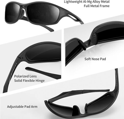 Sports Polarized Sunglasses for Men and Women, UV400 Protection Wrap-around Sports Sunglasses for Driving Fishing Cycling Brown Lens in Saudi Arabia