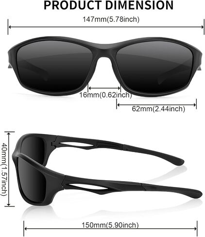 Sports Polarized Sunglasses for Men and Women, UV400 Protection Wrap-around Sports Sunglasses for Driving Fishing Cycling Brown Lens in Saudi Arabia