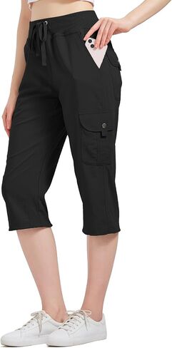 Women's Cargo Capris Hiking Pants with 6 Pockets Lightweight Quick Dry Outdoor Travel Casual Cotton Comfy Summer Pants in Saudi Arabia