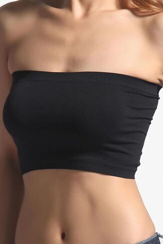 TheMogan Women's Basic Layering Seamless Bra Crop Tube Top Bandeau Strapless Bralette in Saudi Arabia