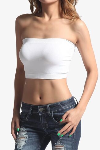 TheMogan Women's Basic Layering Seamless Bra Crop Tube Top Bandeau Strapless Bralette in Saudi Arabia