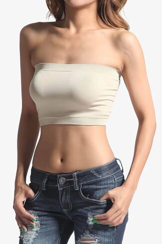 TheMogan Women's Basic Layering Seamless Bra Crop Tube Top Bandeau Strapless Bralette in Saudi Arabia