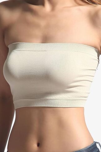 TheMogan Women's Basic Layering Seamless Bra Crop Tube Top Bandeau Strapless Bralette in Saudi Arabia