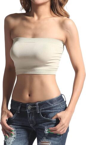 TheMogan Women's Basic Layering Seamless Bra Crop Tube Top Bandeau Strapless Bralette in Saudi Arabia