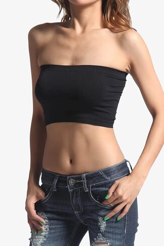 TheMogan Women's Basic Layering Seamless Bra Crop Tube Top Bandeau Strapless Bralette in Saudi Arabia