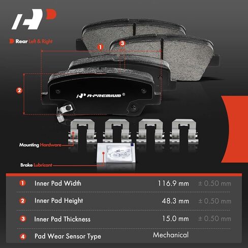 منصات فرامل القرص الخزفية الأمامية والخلفية A-Premium متوافقة مع مركبات Hyundai & Kia-Santa Fe 2013-2016 ، Santa Fe XL 2013 ، Sedona 2006-2012/2014 ، Borrego 2009-2011 ، Entourage 2007-2010 ، 8 PCS in Saudi Arabia