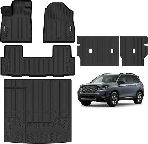 Naibeve Floor Mats for 2019-2023 2024 Honda Passport - All Weather Custom Fit Honda Passport Floor Mats Cargo Mat Liners Front & Rear Row Waterproof Interior Accessories in Saudi Arabia