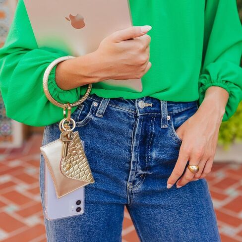 Weychain Wallet-Case Gold Leather Envelope Case Case Chic ، Secompact & Hands-Free منظمة in Kuwait