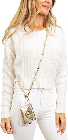 Weychain Wallet-Case Gold Leather Envelope Case Case Chic ، Secompact & Hands-Free منظمة in Kuwait