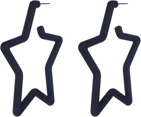 Kercisbeauty Statement Thick Tube Blue Star Hoop Earrings for Women Girls Sterling Silver Y2K Geometric Star Jewelry in Saudi Arabia