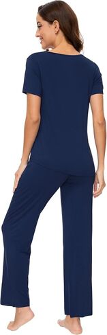 WiWi Viscose from Bamboo Pajama Sets for Women Soft Scoop Neck Sleepwear with Pants Set 2 Pieces S-XXL in Saudi Arabia