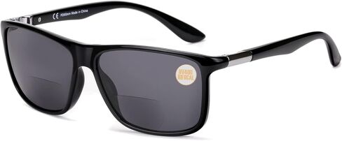 Missfive Mens Bifocal Reading Sunglasses UV Protection for Outdoor/Far/Near Use Sun Readers, Classic Retro Designer Eyeglasses, Trendy Vintage Eyewear with Metal Hinge (Glossy Black, 2.50x) in Saudi Arabia