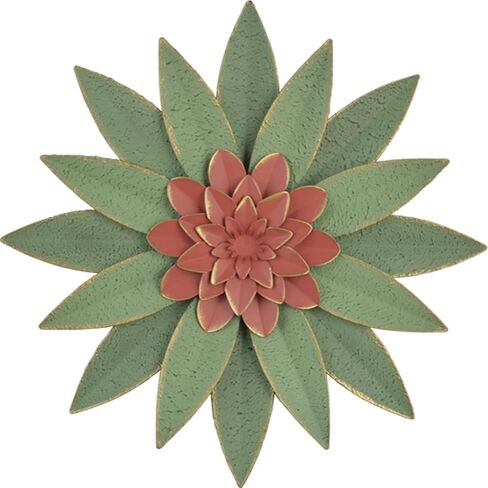JWZSKZYZ Metal Flower Wall Decor, 10.5inch white gold Modern Iron Floral Wall Art Sculpture Farmhouse Hanging Decoration for Home Living Room, Bathroom, Kitchen, indoor, Patio Porch - （White） in Saudi Arabia